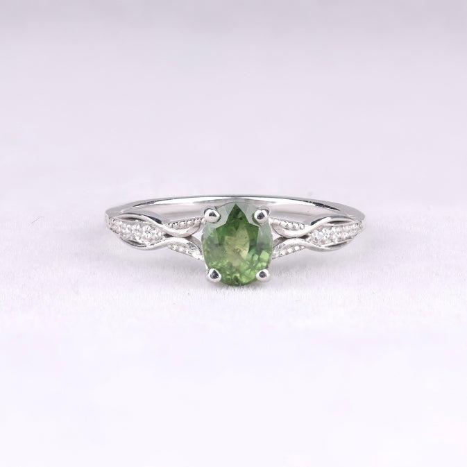 Olive Green Sapphire Engagement Ring