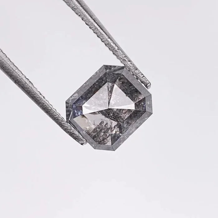 1.71 Carat Emerald Brilliant Cut Salt & Pepper Natural Loose Diamond
