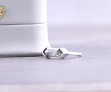 Half Bezel Set Hexagon Cut Lab Diamond Solitaire Ring
