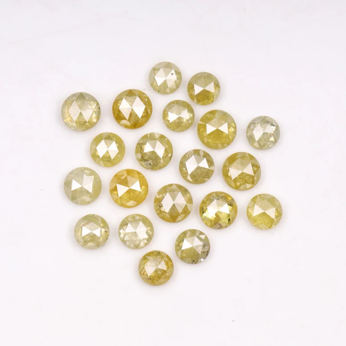 Natural Yellow Color Loose Round Rose Cut Diamond - Minimal Carbon