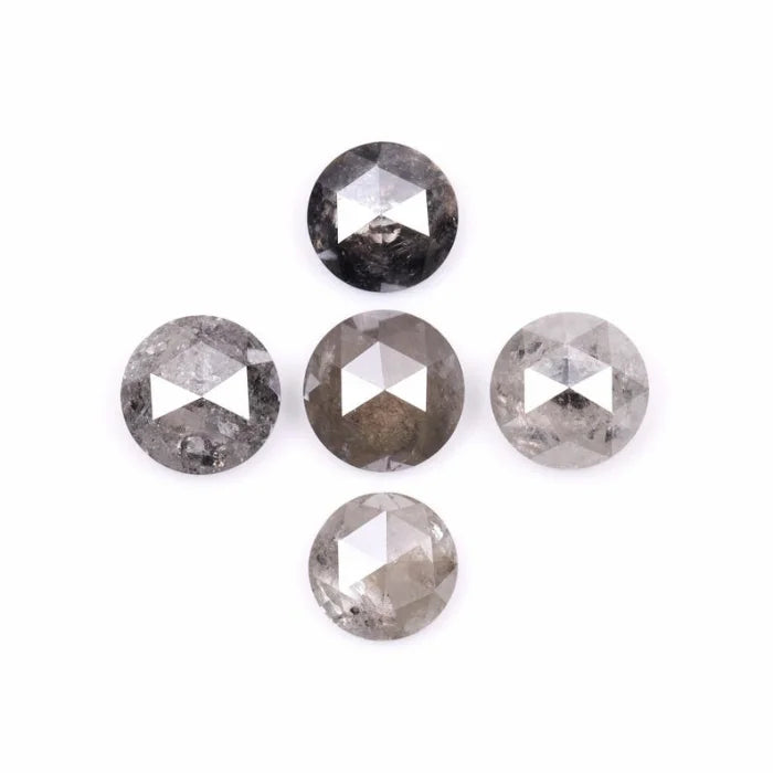 7.00 MM Round Rose Cut Salt & Pepper Melee Diamond