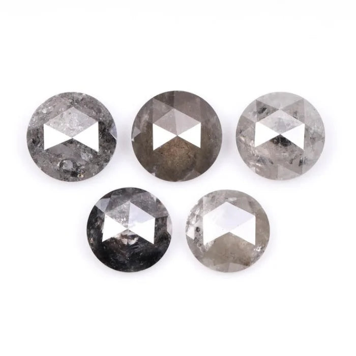 7.00 MM Round Rose Cut Salt & Pepper Melee Diamond