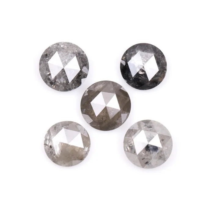 7.00 MM Round Rose Cut Salt & Pepper Melee Diamond