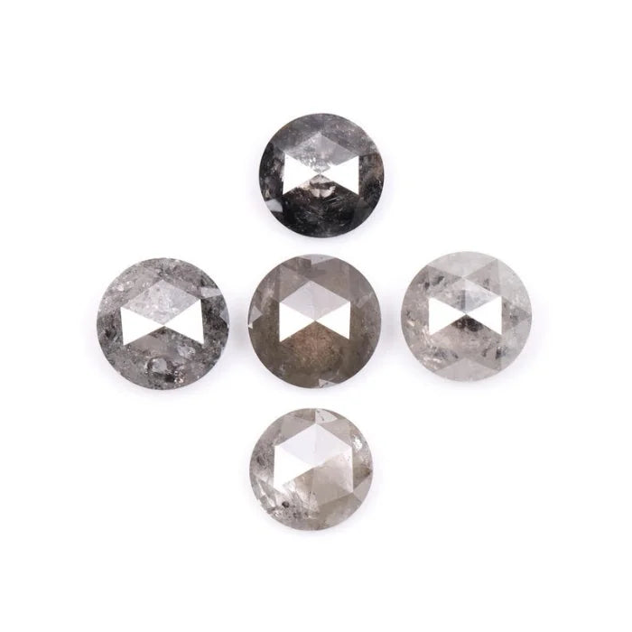 7.00 MM Round Rose Cut Salt & Pepper Melee Diamond