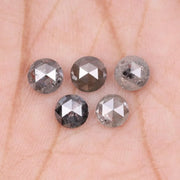 7.00 MM Round Rose Cut Salt & Pepper Melee Diamond - Minimal Carbon