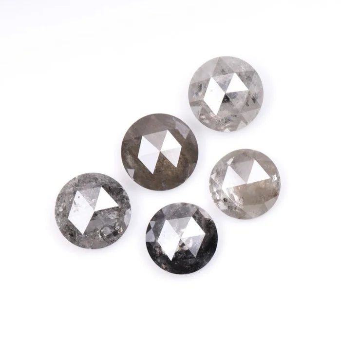 7.00 MM Round Rose Cut Salt & Pepper Melee Diamond