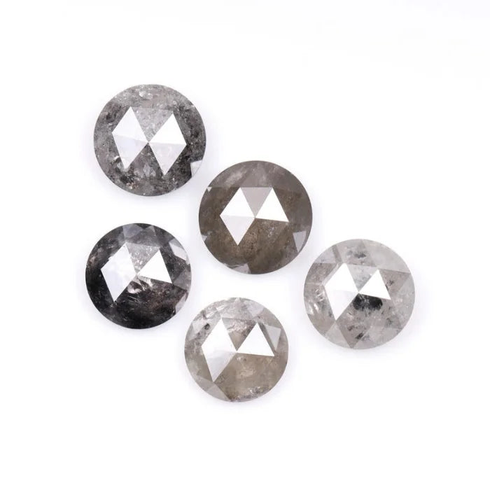 7.00 MM Round Rose Cut Salt & Pepper Melee Diamond