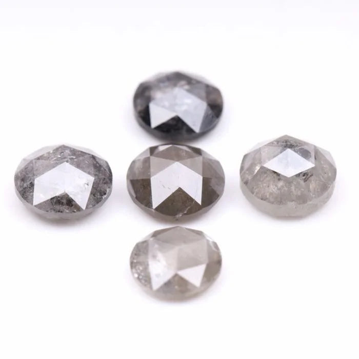 7.00 MM Round Rose Cut Salt & Pepper Melee Diamond