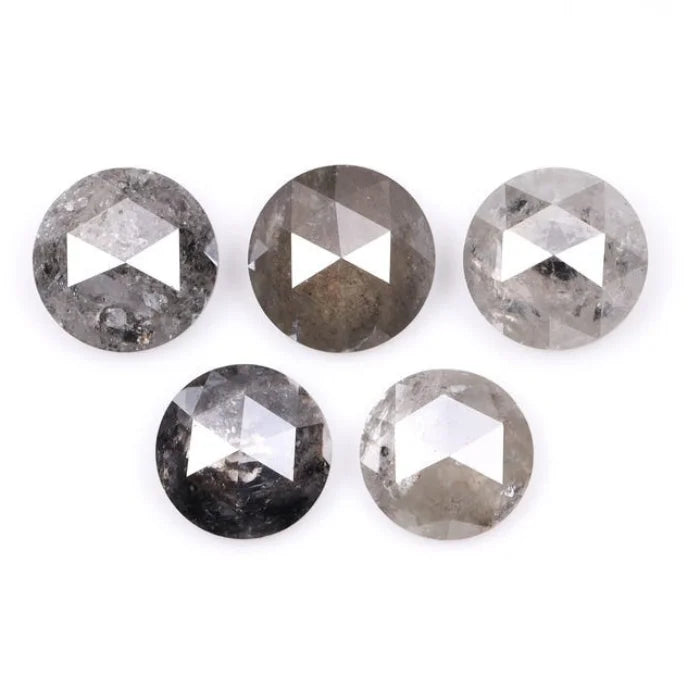 7.00 MM Round Rose Cut Salt & Pepper Melee Diamond