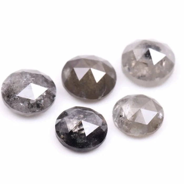 7.00 MM Round Rose Cut Salt & Pepper Melee Diamond