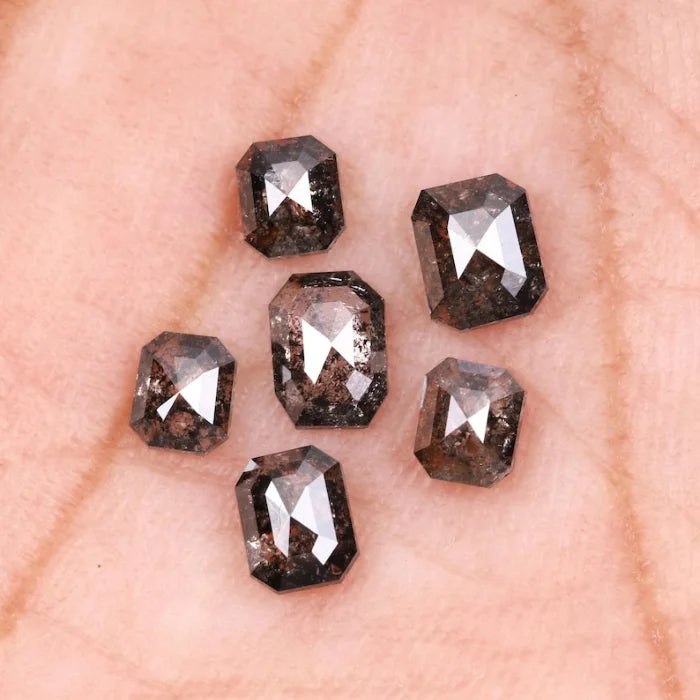 7.0 X 4.0 MM, Emerald Cut Salt And Pepper Diamond