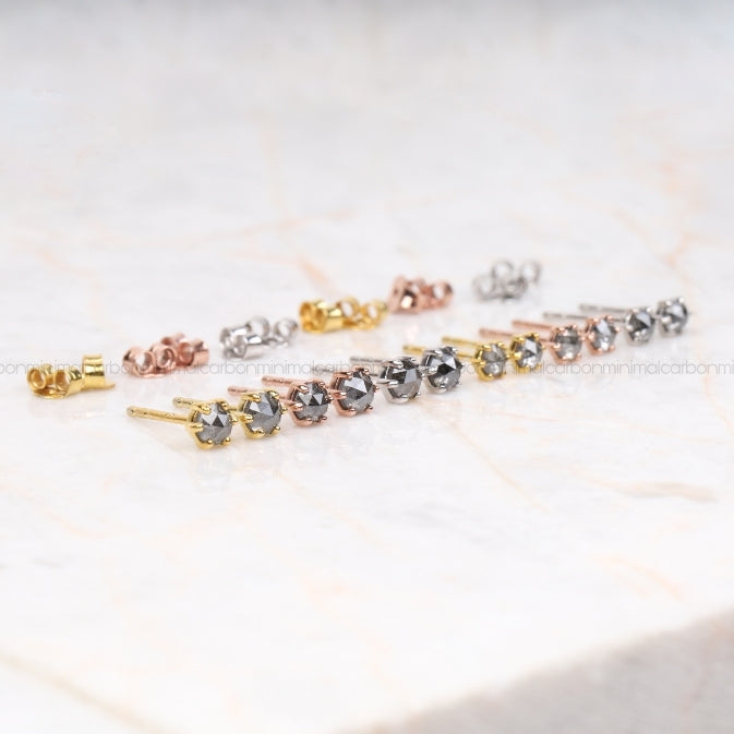 Solitaire Stud Diamond Earring Pair - Minimal Carbon