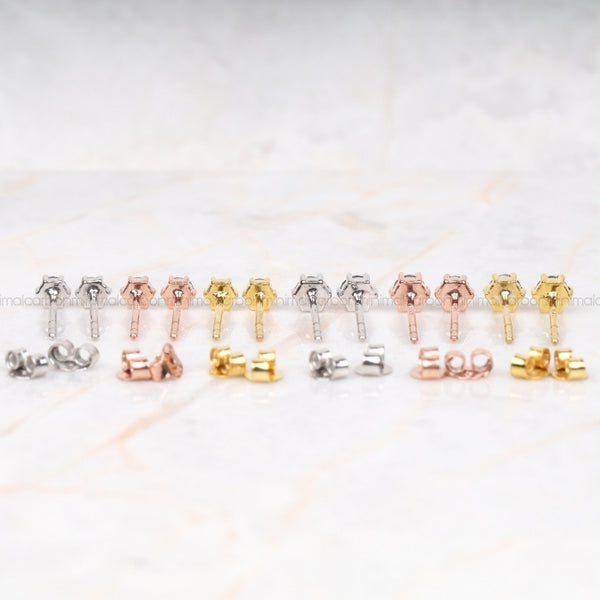 Solitaire Stud Diamond Earring Pair - Minimal Carbon