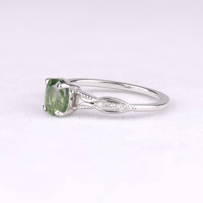 Oval Cut Green Sapphire Engagement Ring For Couple