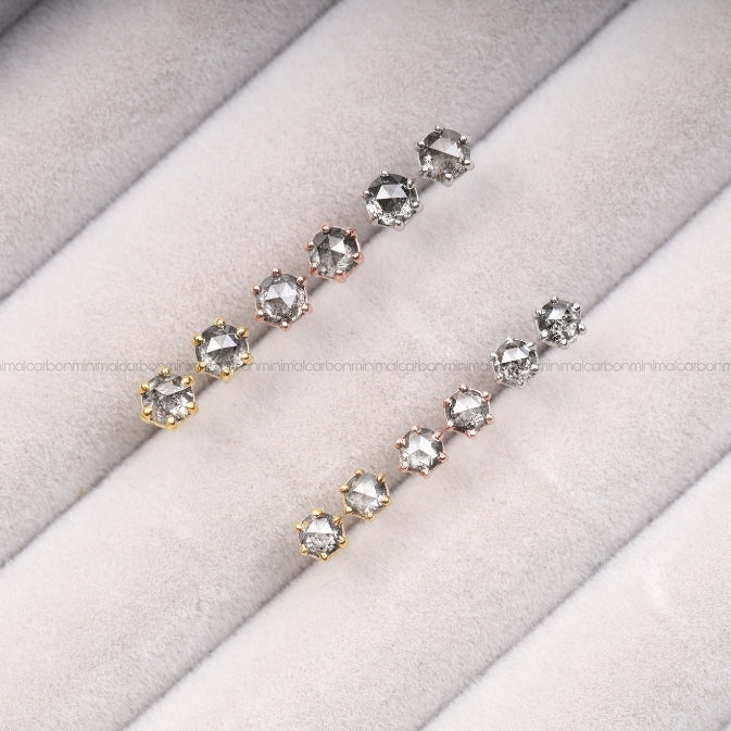 Solitaire Stud Diamond Earring Pair - Minimal Carbon