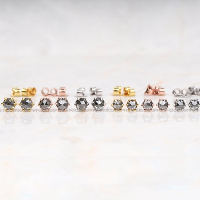 Solitaire Stud Diamond Earring Pair - Minimal Carbon