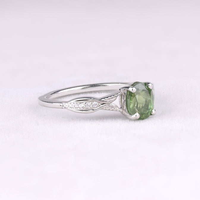 Oval Cut Green Sapphire Engagement Ring For Couple