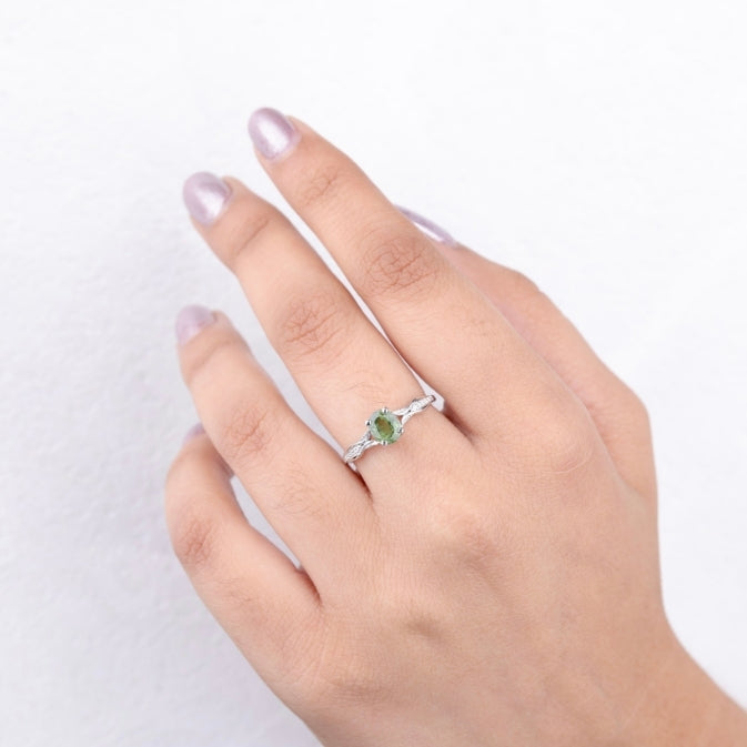 Oval Cut Green Sapphire Engagement Ring For Couple