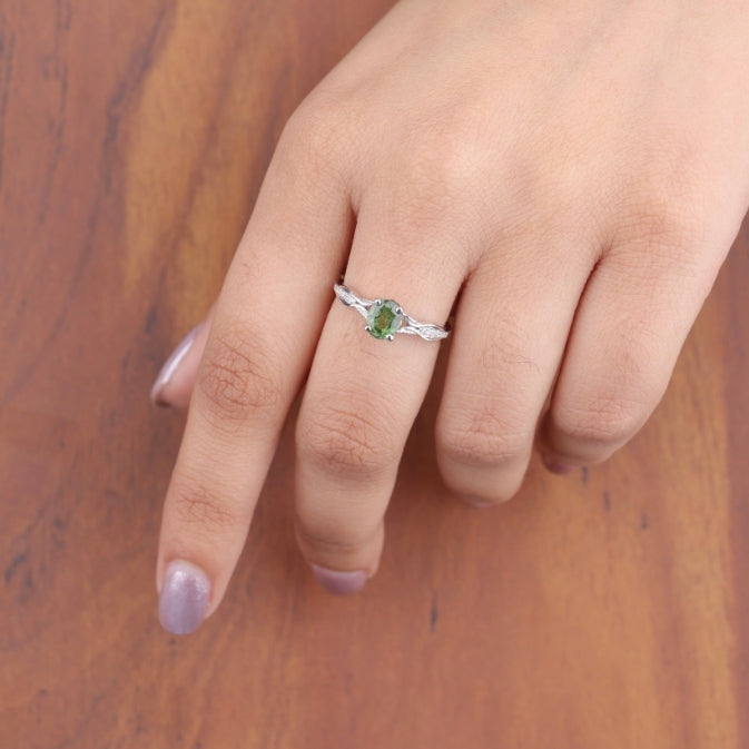 Oval Cut Green Sapphire Engagement Ring For Couple