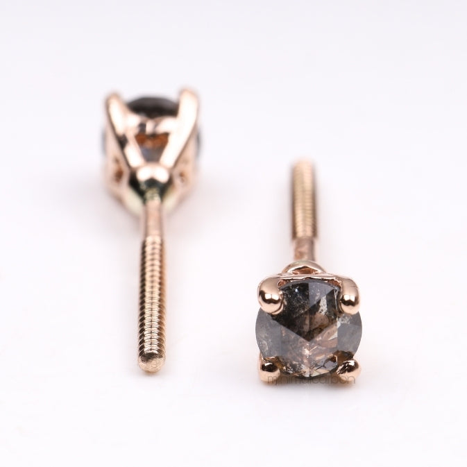 Diamond Stud Earrings Pair - Minimal Carbon