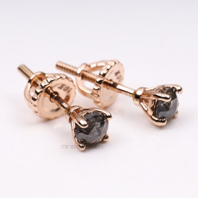 Diamond Stud Earrings Pair - Minimal Carbon