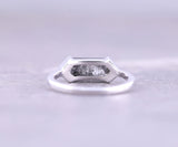 Half Bezel Set Hexagon Cut Lab Diamond Solitaire Ring