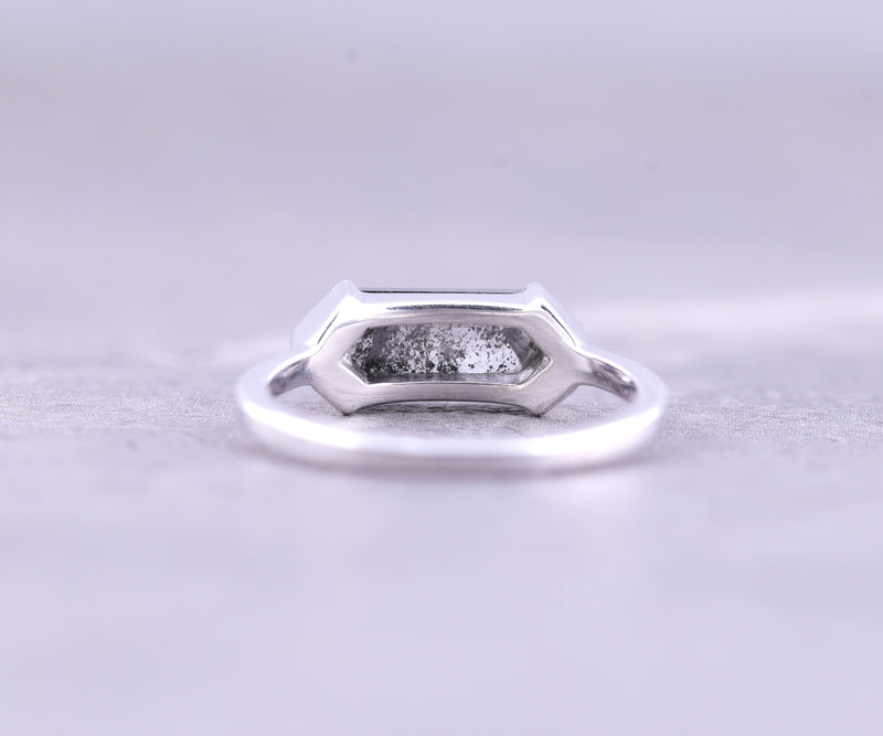Half Bezel Set Hexagon Cut Lab Diamond Solitaire Ring