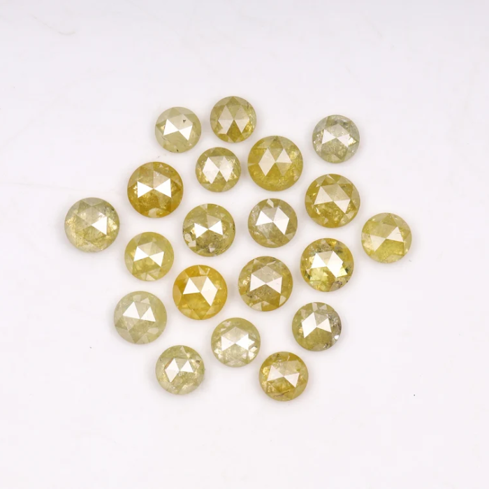 Natural Yellow Color Loose Round Rose Cut Diamond - Minimal Carbon