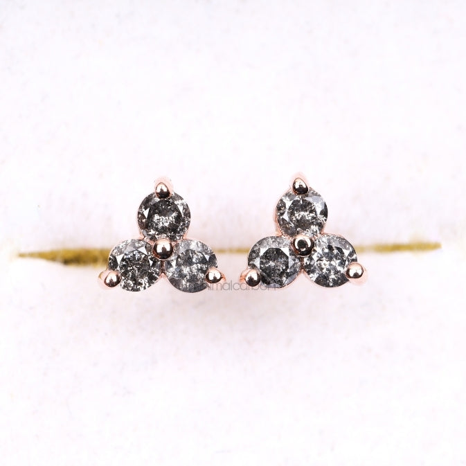 Trio Diamond Earring Stud Pair - Minimal Carbon