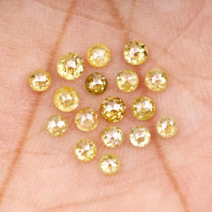 Round Rose Cut Yellow Natural Loose Diamond - Minimal Carbon