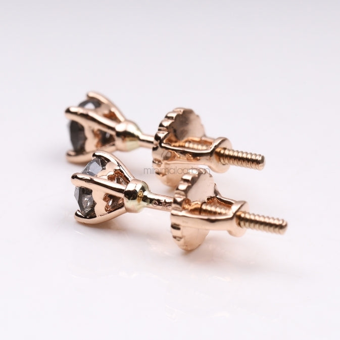 Diamond Stud Earrings Pair - Minimal Carbon
