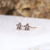Flower Cluster Diamond Earring Stud Pair - Minimal Carbon