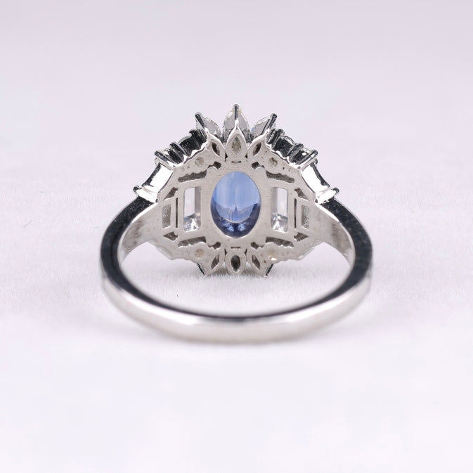 Oval Cut Natural Sapphire Diamond Luxury Ring