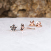 Flower Cluster Diamond Earring Stud Pair - Minimal Carbon