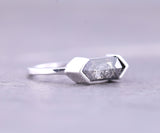 Half Bezel Set Hexagon Cut Lab Diamond Solitaire Ring
