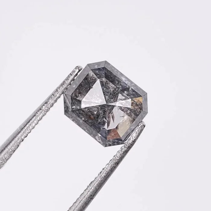 1.71 Carat Emerald Brilliant Cut Salt & Pepper Natural Loose Diamond