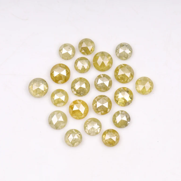 Natural Yellow Color Loose Round Rose Cut Diamond - Minimal Carbon