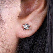 Flower Cluster Diamond Earring Stud Pair - Minimal Carbon