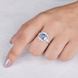 Oval Cut Natural Sapphire Diamond Luxury Ring