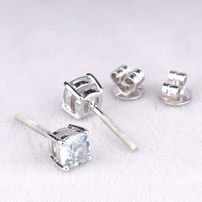 Natural Sapphire Round Stud Earrings