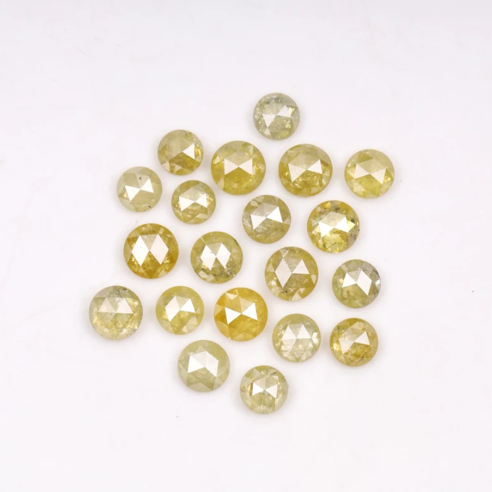 Natural Yellow Color Loose Round Rose Cut Diamond - Minimal Carbon