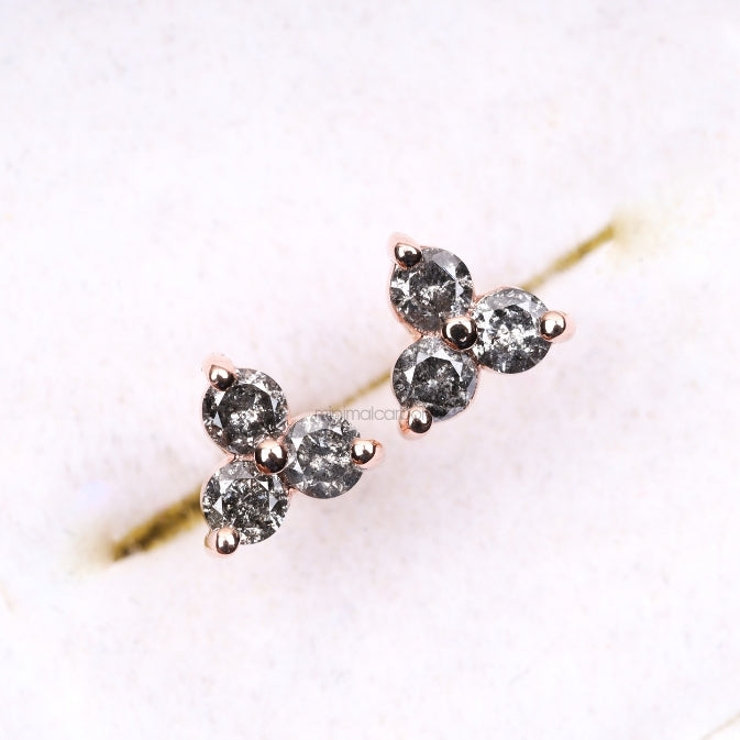 Trio Diamond Earring Stud Pair - Minimal Carbon