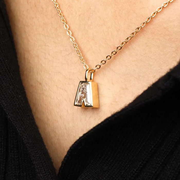 A Alphabet Lab Grown Diamond Necklaces - Minimal Carbon