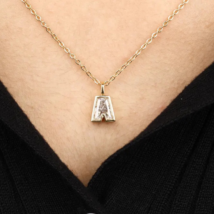 A Alphabet Lab Grown Diamond Necklaces - Minimal Carbon