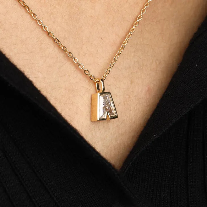 A Alphabet Lab Grown Diamond Necklaces - Minimal Carbon