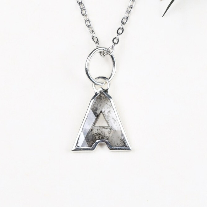 A Alphabet Salt And Pepper Diamond Necklaces - Minimal Carbon