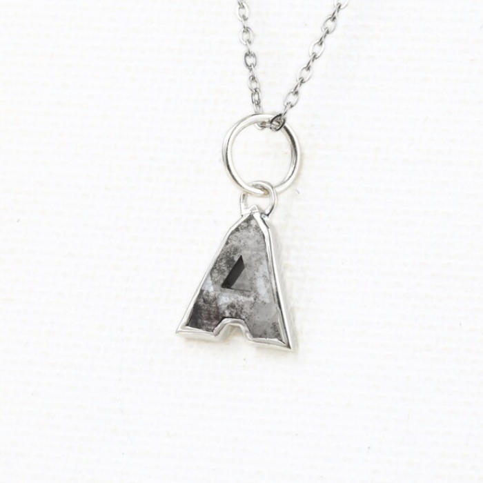 A Alphabet Salt And Pepper Diamond Necklaces - Minimal Carbon