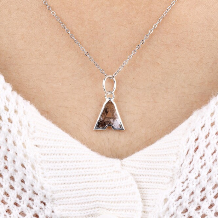 A Alphabet Salt And Pepper Diamond Necklaces - Minimal Carbon