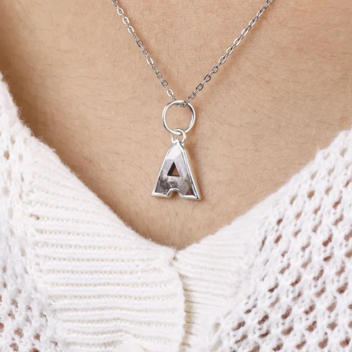 A Alphabet Salt And Pepper Diamond Necklaces - Minimal Carbon