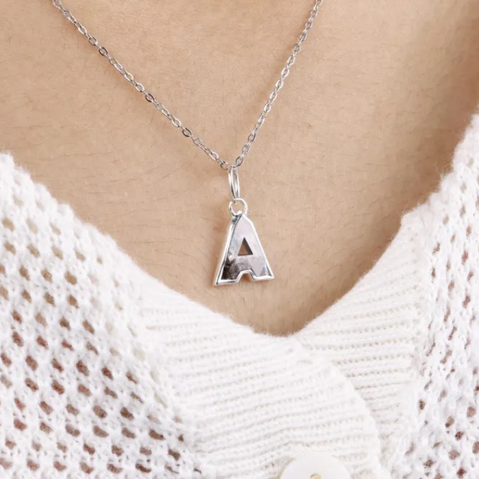 A Alphabet Salt And Pepper Diamond Necklaces - Minimal Carbon